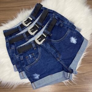 Short Jeans Com Cinto Preto - Imagem 2