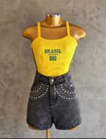 Short Jeans Black Com Aplicação No Bolso - Imagem 2
