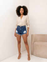 Short Jeans Curto Destroyed - Imagem 3