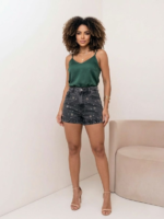 short Jeans Black Com Aplicação - Imagem 5