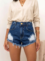 Short Jeans Curto Destroyed - Imagem 2