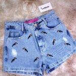 Short Jeans Bordado Mini-Tucano