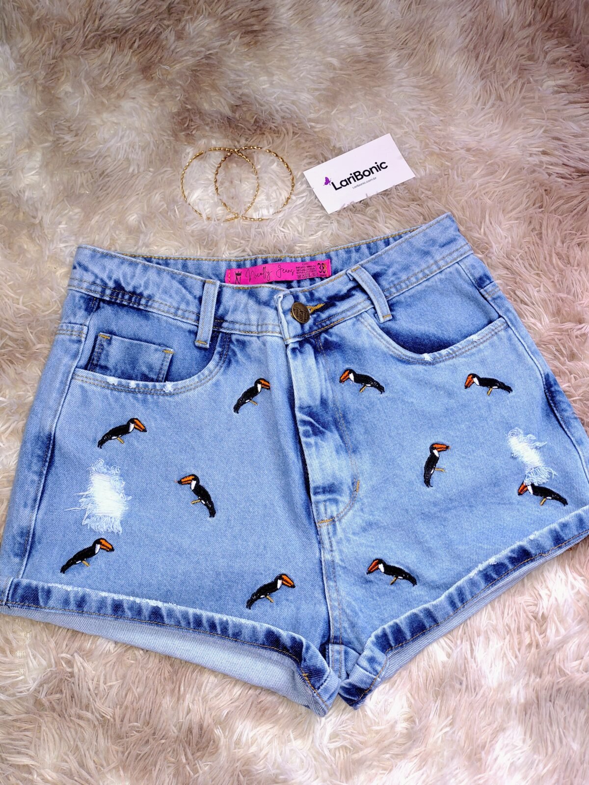 Short Jeans Bordado Mini-Tucano - Imagem 4