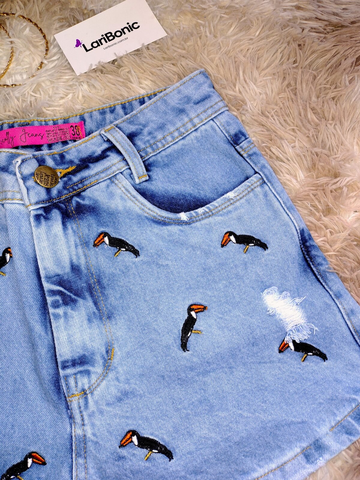 Short Jeans Bordado Mini-Tucano - Imagem 5