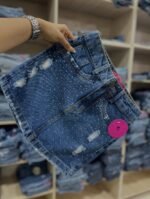 Saia Jeans Com Strass