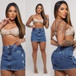 Saia Jeans Com Strass - Imagem 2