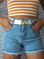 Short Jeans Com Cinto Branco - Imagem 2
